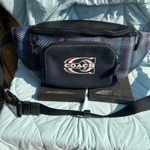 Coach Blue and Black Belt Bag with Quilted Design